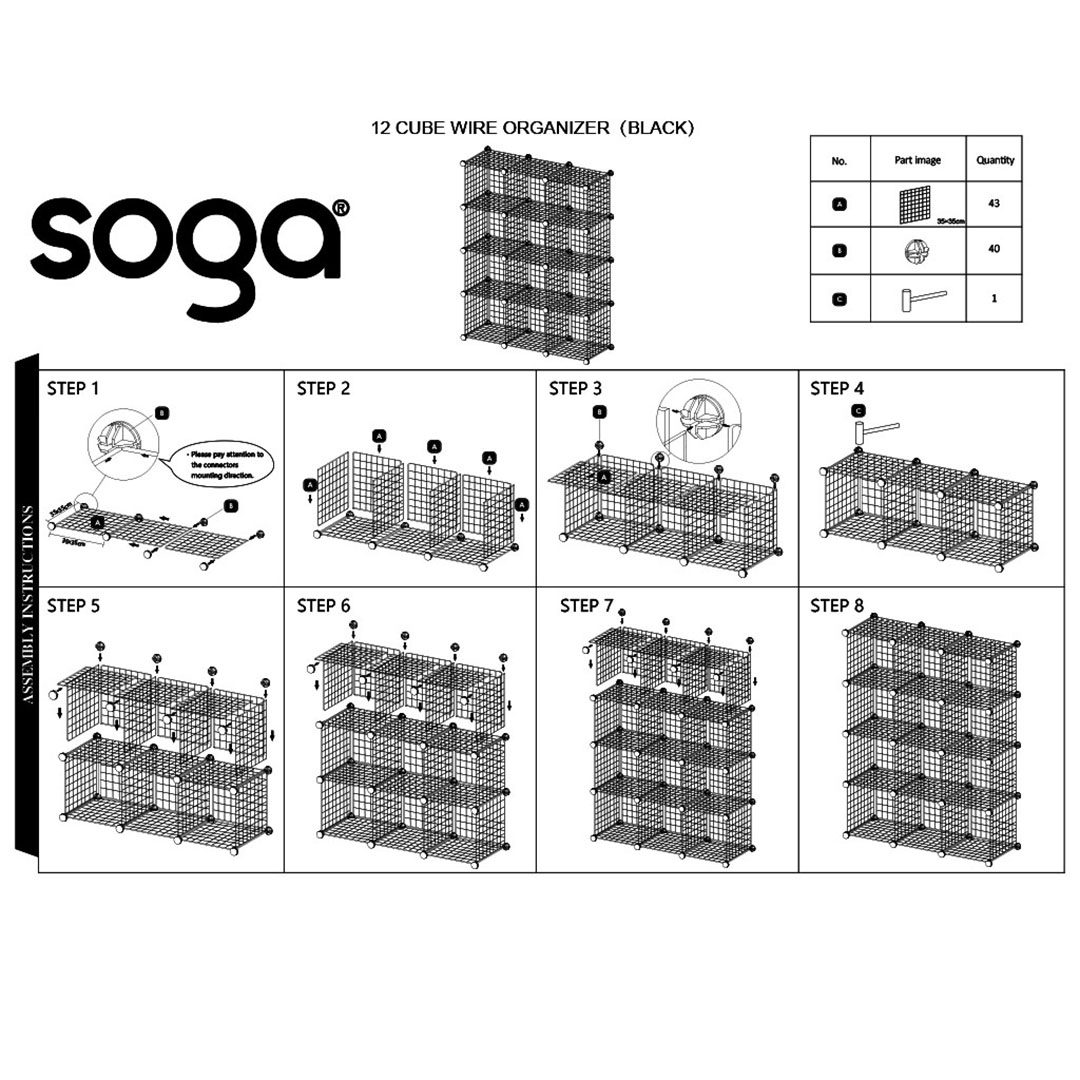 Soga 2X Black Portable 12-Cube Storage Organiser Foldable Diy Modular Grid Space Saving Shelf, Furniture, Storage &Amp; Shelving, Home Storage, , ,  - Nz Depot 9