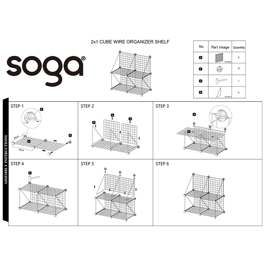 Soga 2X Black Portable 4-Cube 2 Column Storage Organiser Foldable Diy Modular Grid Space Saving Shelf, Furniture, Storage &Amp; Shelving, Home Storage, , ,  - Nz Depot 9