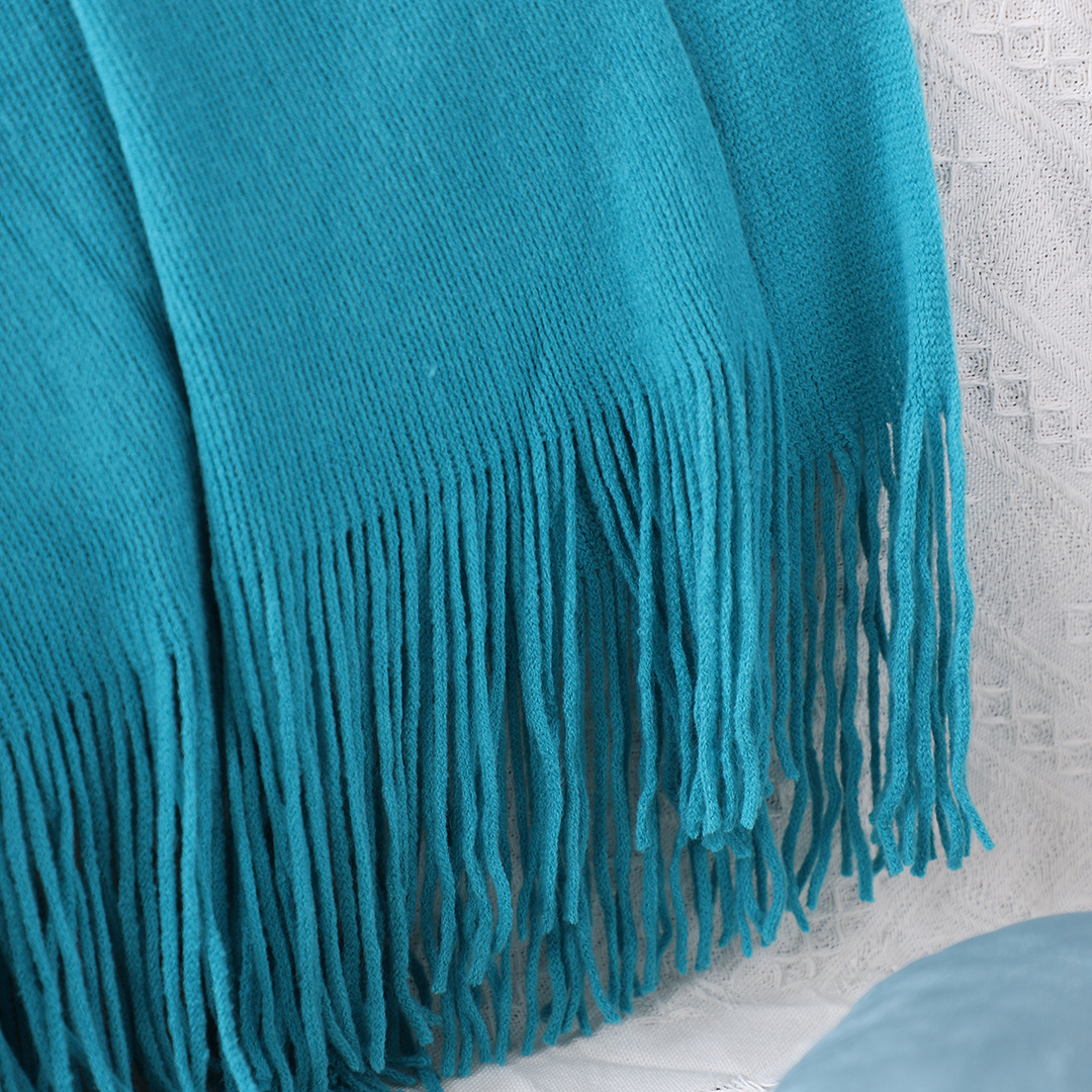 Soga 2X Blue Acrylic Knitted Throw Blanket Solid Fringed Warm Cozy Woven Cover Couch Bed Sofa Home Decor, Home, Bed Linen, Throws And Blankets, Blankets, ,  - Nz Depot 10