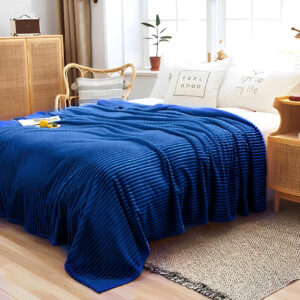 SOGA 2X Blue Throw Blanket Warm Cozy Striped Pattern Thin Flannel Coverlet Fleece Bed Sofa Comforter, Home, Bed Linen, Throws And Blankets, Blankets, ,  - NZ DEPOT 2