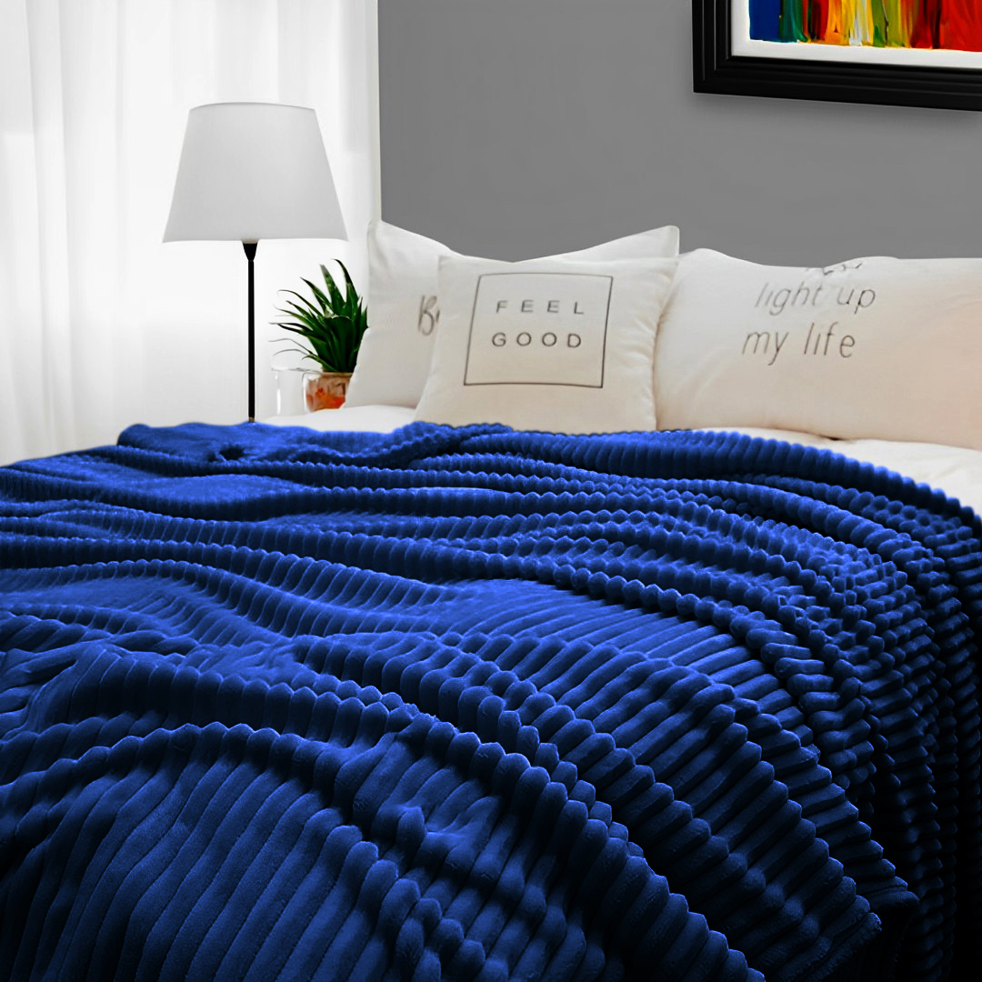 Soga 2X Blue Throw Blanket Warm Cozy Striped Pattern Thin Flannel Coverlet Fleece Bed Sofa Comforter, Home, Bed Linen, Throws And Blankets, Blankets, ,  - Nz Depot 6