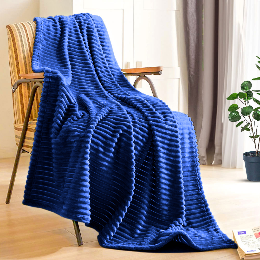 Soga 2X Blue Throw Blanket Warm Cozy Striped Pattern Thin Flannel Coverlet Fleece Bed Sofa Comforter, Home, Bed Linen, Throws And Blankets, Blankets, ,  - Nz Depot 7