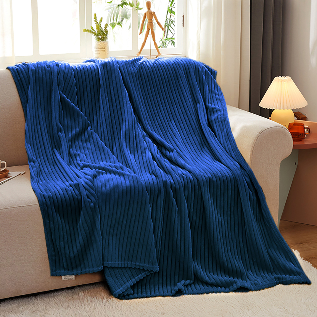 Soga 2X Blue Throw Blanket Warm Cozy Striped Pattern Thin Flannel Coverlet Fleece Bed Sofa Comforter, Home, Bed Linen, Throws And Blankets, Blankets, ,  - Nz Depot 8