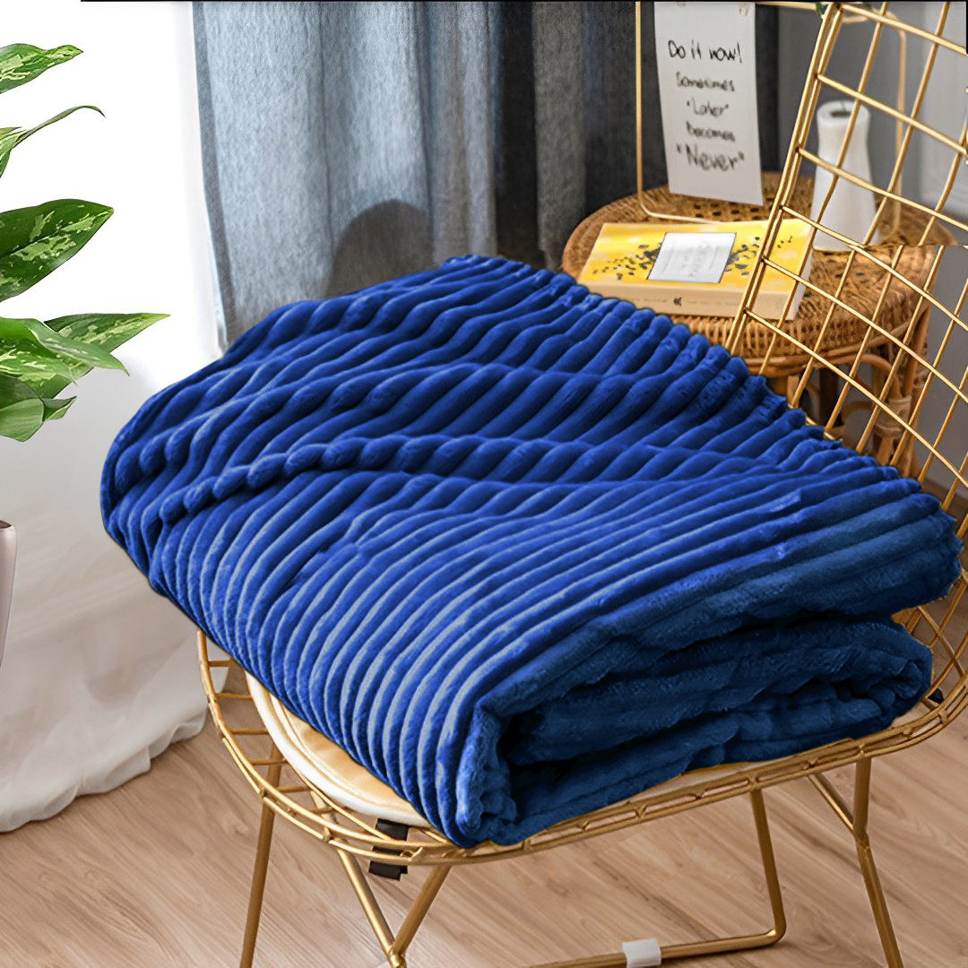 Soga 2X Blue Throw Blanket Warm Cozy Striped Pattern Thin Flannel Coverlet Fleece Bed Sofa Comforter, Home, Bed Linen, Throws And Blankets, Blankets, ,  - Nz Depot 10