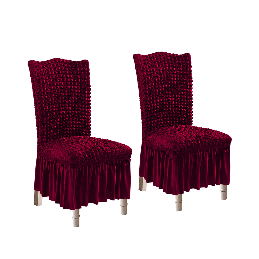 Soga 2X Burgundy Chair Cover Seat Protector With Ruffle Skirt Stretch Slipcover Wedding Party Home Decor, Home &Amp; Living, Home Decor, Chair Covers, , ,  - Nz Depot 1