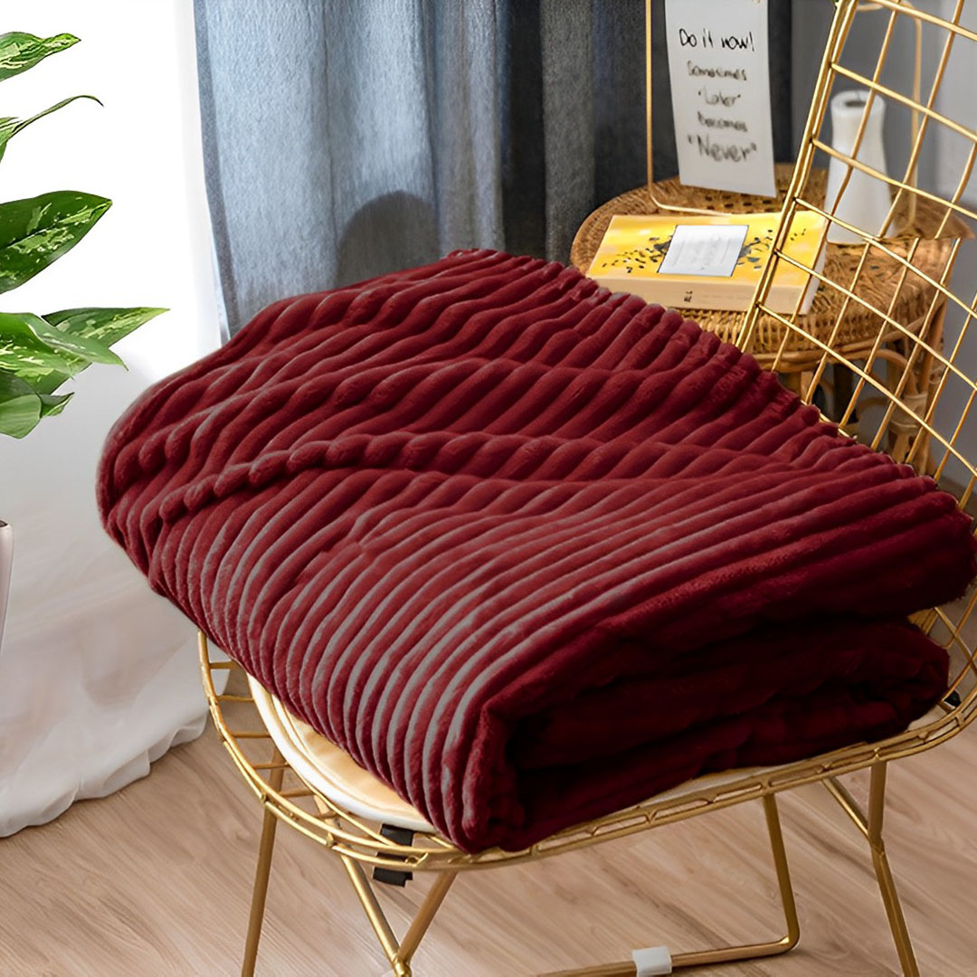 Soga 2X Burgundy Throw Blanket Warm Cozy Striped Pattern Thin Flannel Coverlet Fleece Bed Sofa Comforter, Home, Bed Linen, Throws And Blankets, Blankets, ,  - Nz Depot 10