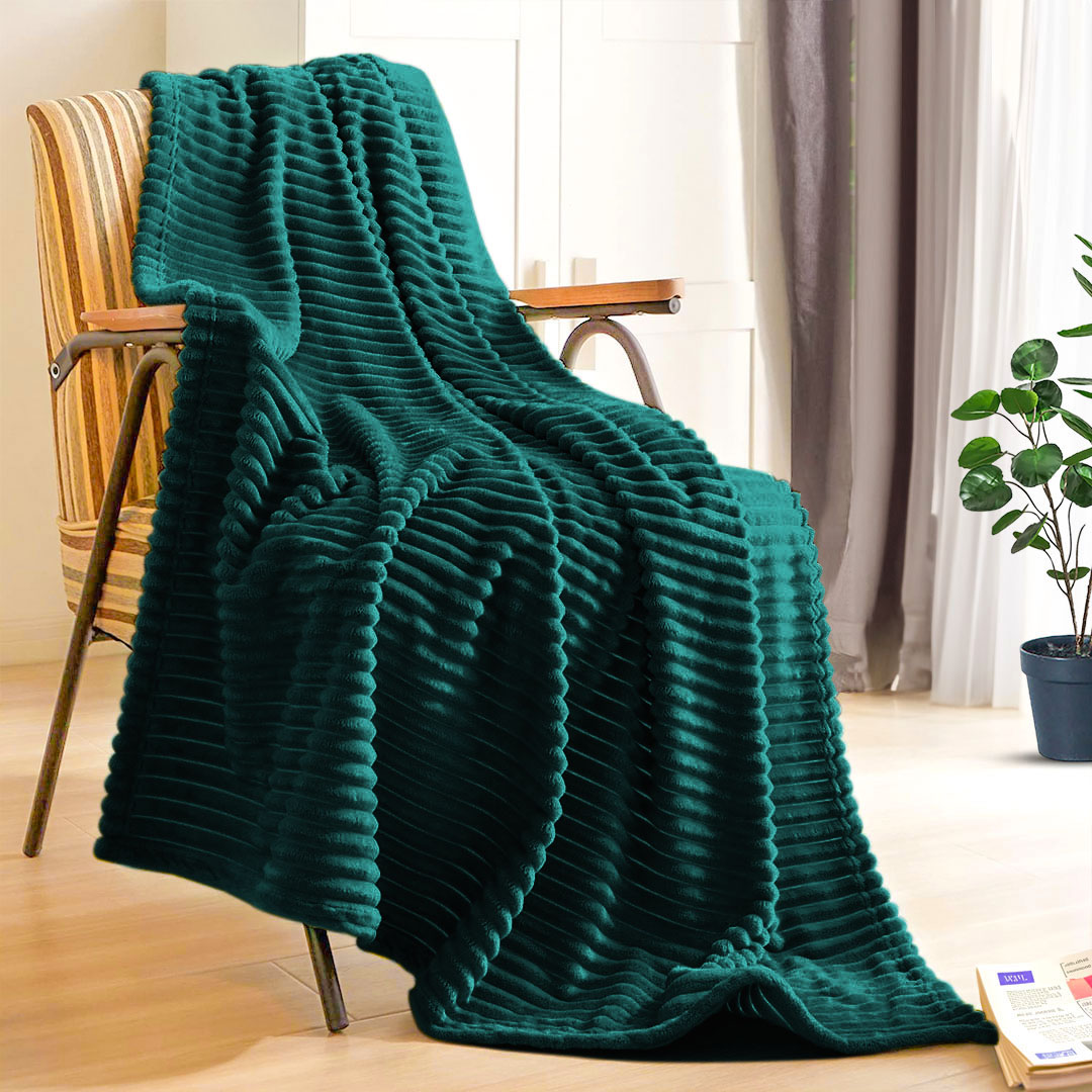 Soga 2X Dark Greenthrow Blanket Warm Cozy Striped Pattern Thin Flannel Coverlet Fleece Bed Sofa Comforter, Home, Bed Linen, Throws And Blankets, Blankets, ,  - Nz Depot 7