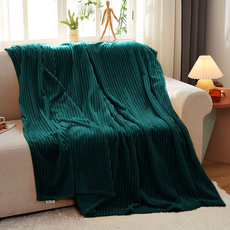 Soga 2X Dark Greenthrow Blanket Warm Cozy Striped Pattern Thin Flannel Coverlet Fleece Bed Sofa Comforter, Home, Bed Linen, Throws And Blankets, Blankets, ,  - Nz Depot 8