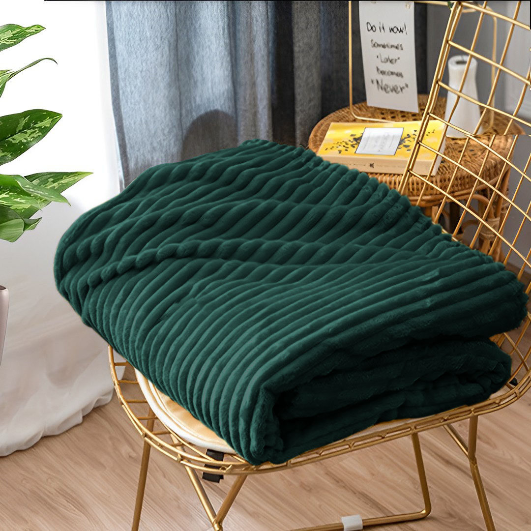 Soga 2X Dark Greenthrow Blanket Warm Cozy Striped Pattern Thin Flannel Coverlet Fleece Bed Sofa Comforter, Home, Bed Linen, Throws And Blankets, Blankets, ,  - Nz Depot 10