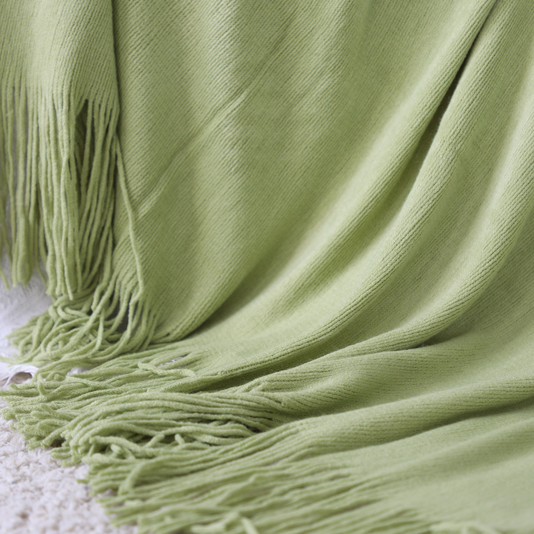 Soga 2X Green Acrylic Knitted Throw Blanket Solid Fringed Warm Cozy Woven Cover Couch Bed Sofa Home Decor, Home, Bed Linen, Throws And Blankets, Blankets, ,  - Nz Depot 10