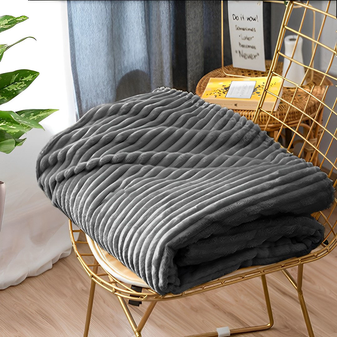 SOGA 2X GreyThrow Blanket Warm Cozy Striped Pattern Thin Flannel Coverlet Fleece Bed Sofa Comforter, Home, Bed Linen, Throws And Blankets, Blankets, ,  - NZ DEPOT 10