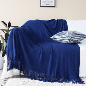 SOGA 2X Royal Blue Acrylic Knitted Throw Blanket Solid Fringed Warm Cozy Woven Cover Couch Bed Sofa Home Decor, Home, Bed Linen, Throws And Blankets, Blankets, ,  - NZ DEPOT 2