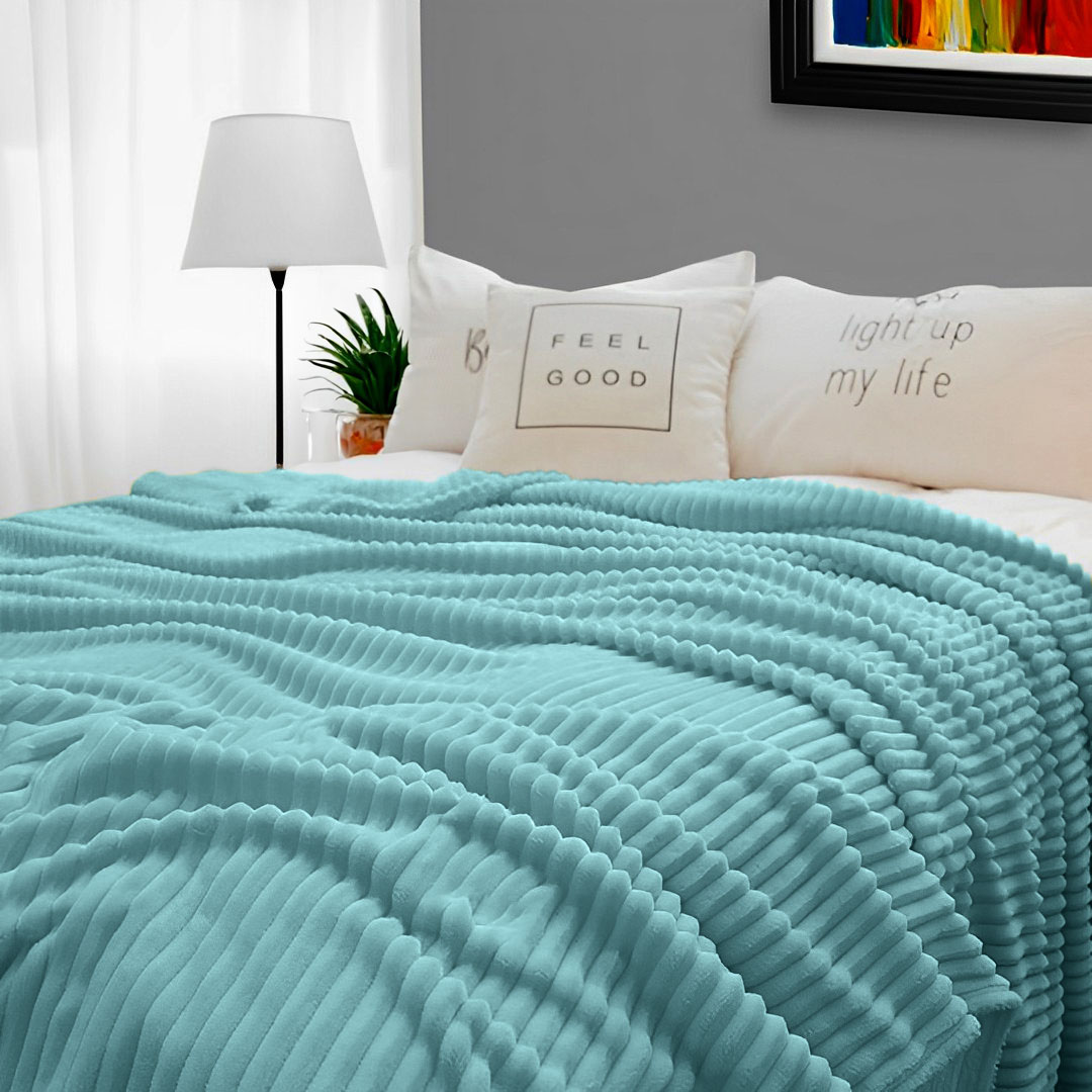 Soga 2X Sky Blue Throw Blanket Warm Cozy Striped Pattern Thin Flannel Coverlet Fleece Bed Sofa Comforter, Home, Bed Linen, Throws And Blankets, Blankets, ,  - Nz Depot 6