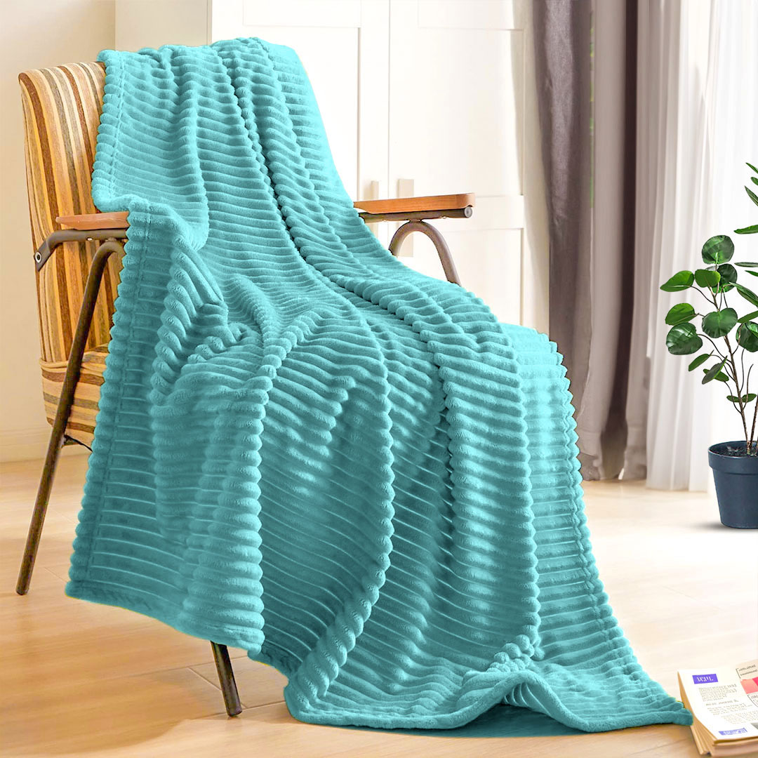 Soga 2X Sky Blue Throw Blanket Warm Cozy Striped Pattern Thin Flannel Coverlet Fleece Bed Sofa Comforter, Home, Bed Linen, Throws And Blankets, Blankets, ,  - Nz Depot 7