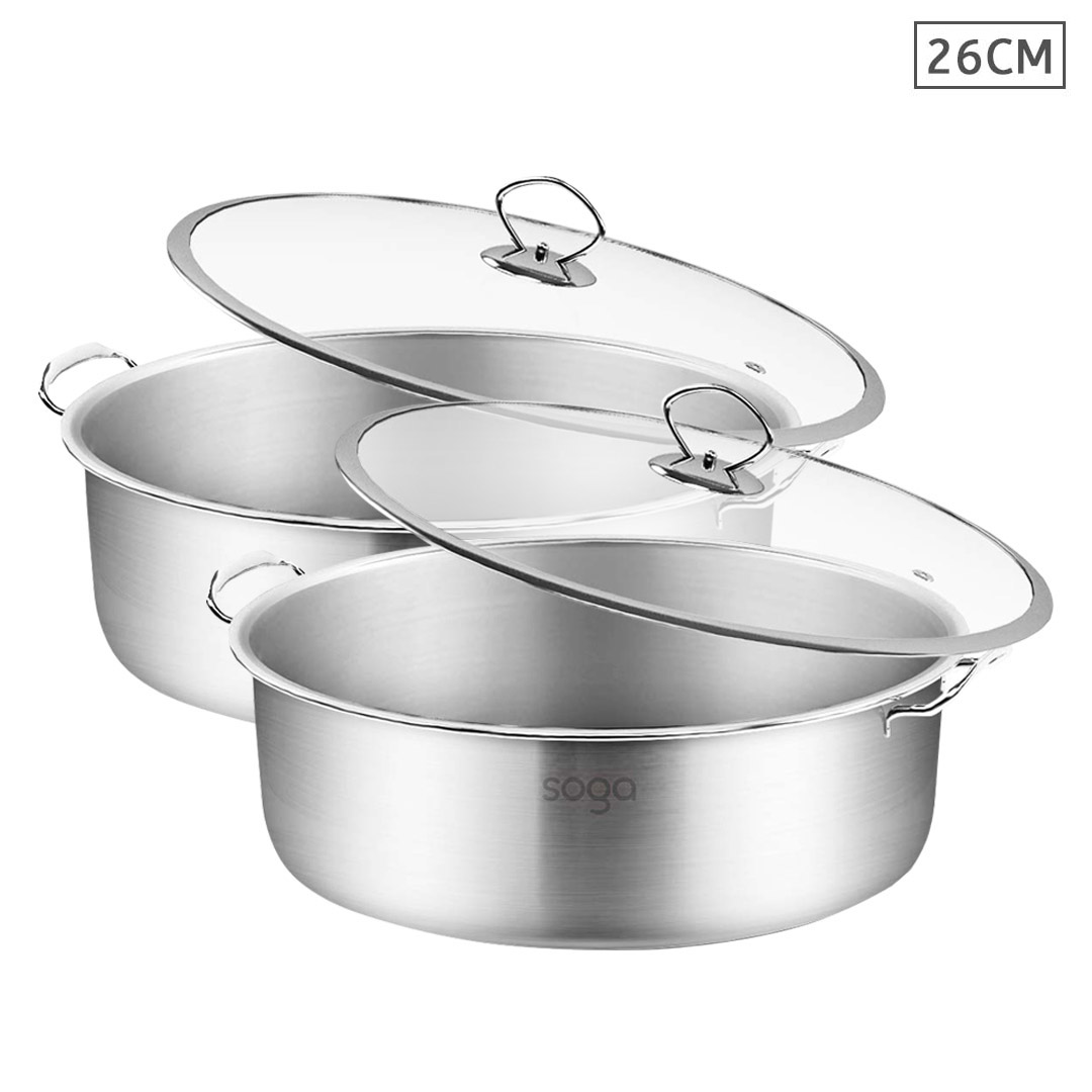 Soga 2X Stainless Steel 26Cm Casserole With Lid Induction Cookware, Home &Amp; Living, Kitchen &Amp; Dining, Cookware, Casserole Dishes, ,  - Nz Depot 1