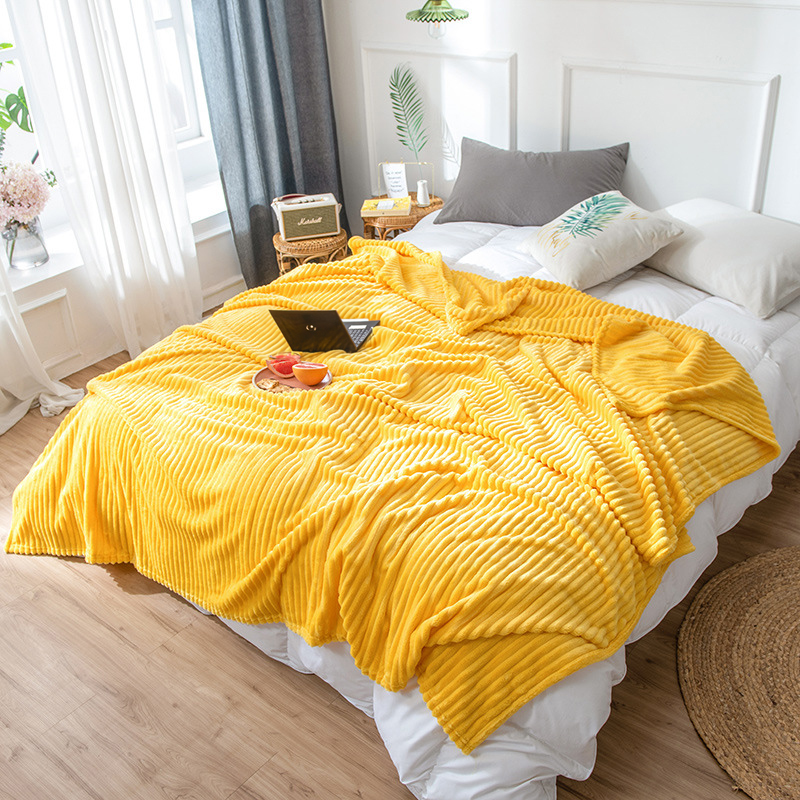 SOGA 2X Yellow Throw Blanket Warm Cozy Striped Pattern Thin Flannel Coverlet Fleece Bed Sofa Comforter, Home, Bed Linen, Throws And Blankets, Blankets, ,  - NZ DEPOT 4