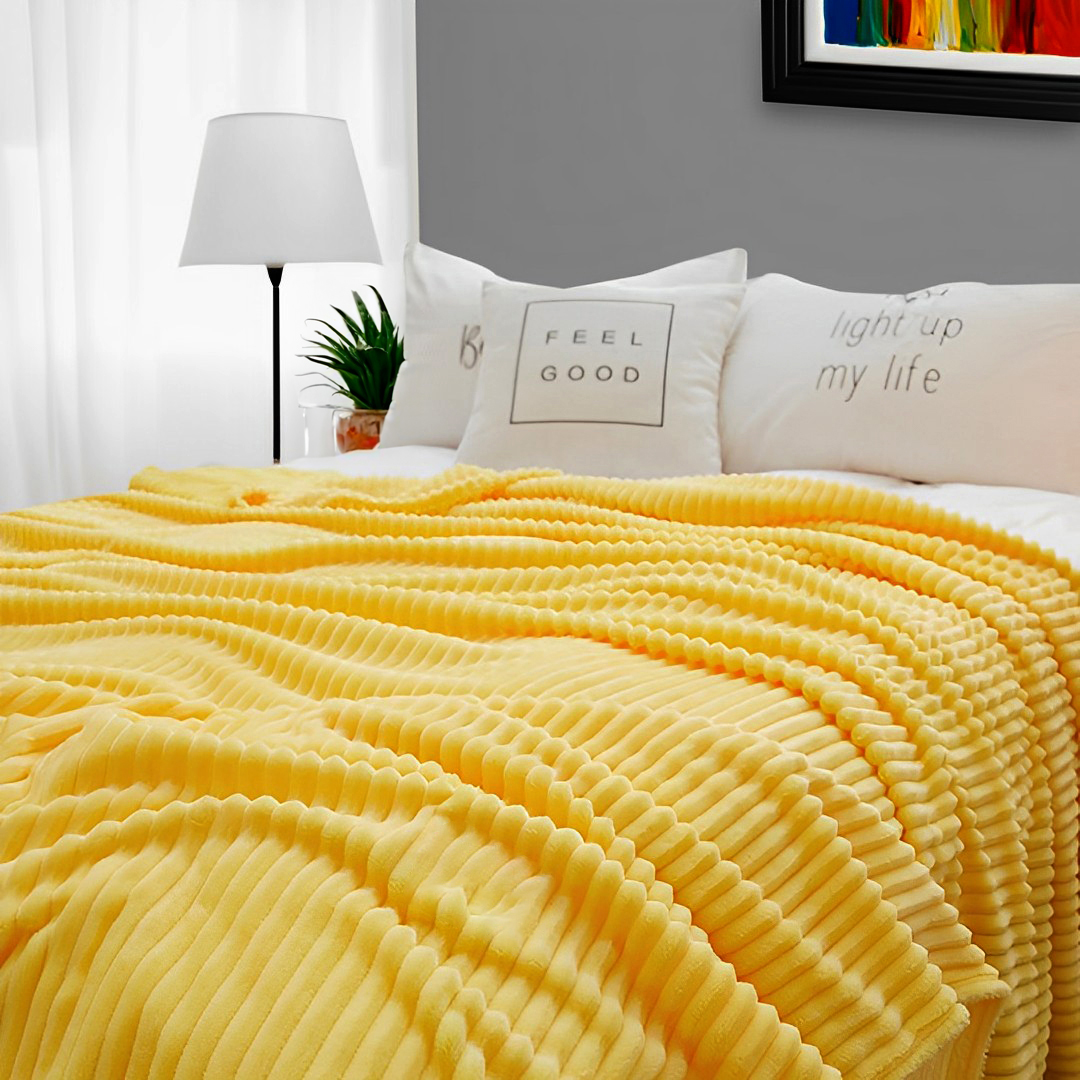 SOGA 2X Yellow Throw Blanket Warm Cozy Striped Pattern Thin Flannel Coverlet Fleece Bed Sofa Comforter, Home, Bed Linen, Throws And Blankets, Blankets, ,  - NZ DEPOT 6