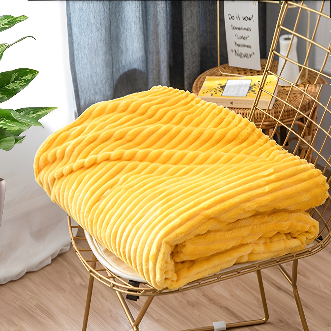 SOGA 2X Yellow Throw Blanket Warm Cozy Striped Pattern Thin Flannel Coverlet Fleece Bed Sofa Comforter, Home, Bed Linen, Throws And Blankets, Blankets, ,  - NZ DEPOT 10