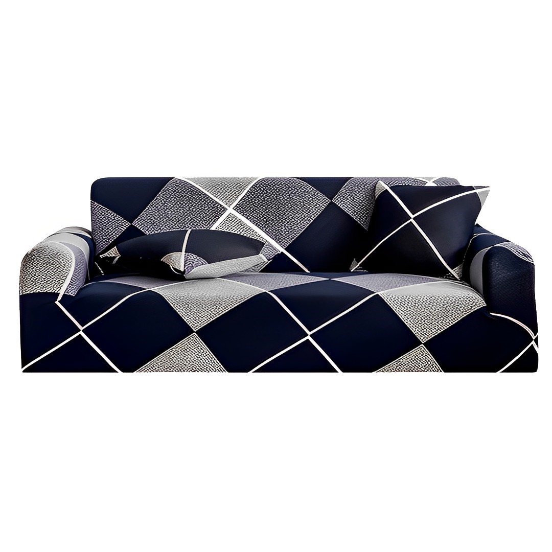 Soga 3-Seater Checkered Sofa Cover Couch Protector High Stretch Lounge Slipcover Home Decor, Home &Amp; Living, Home Decor, Sofa Covers, , ,  - Nz Depot 1