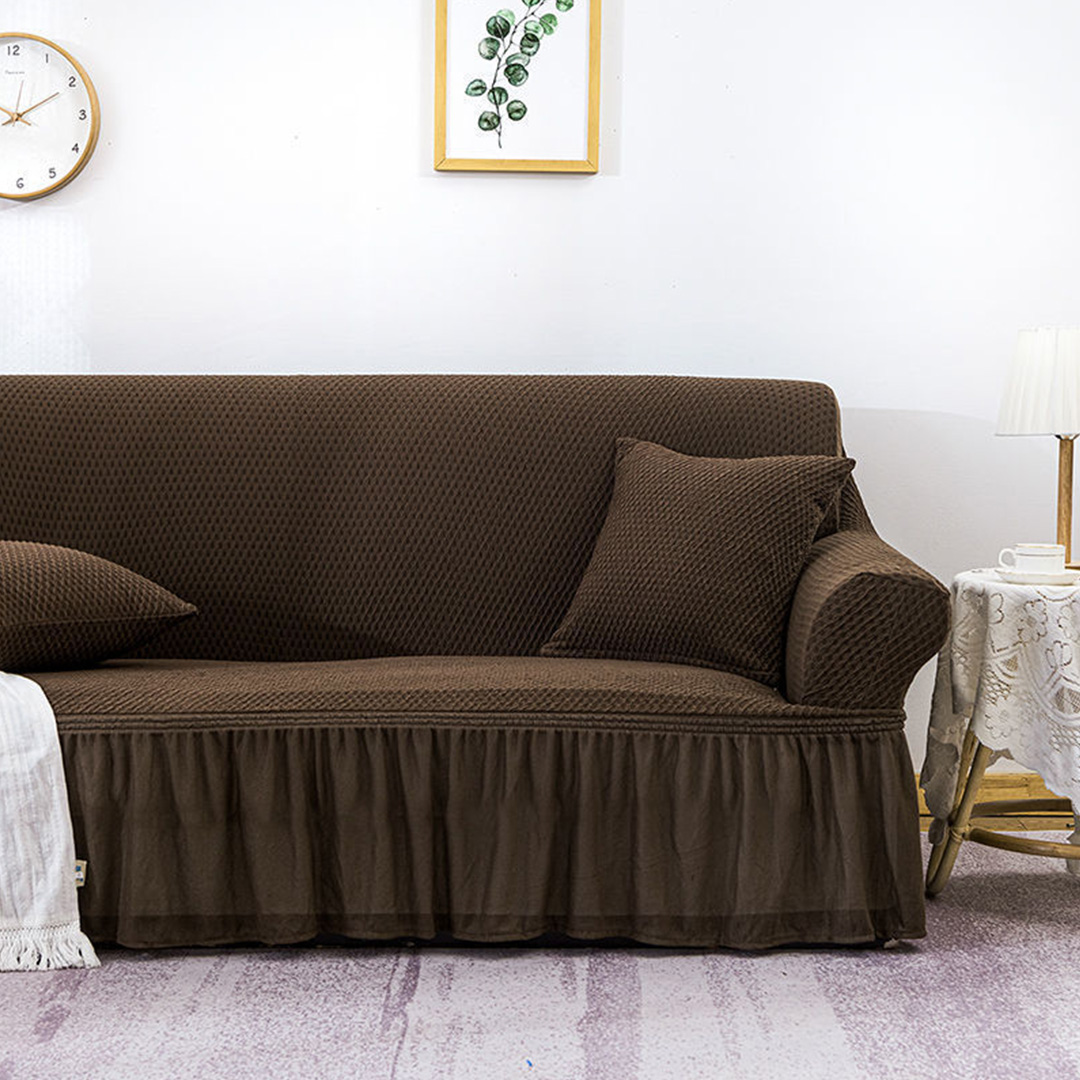 Soga 3-Seater Coffee Sofa Cover With Ruffled Skirt Couch Protector High Stretch Lounge Slipcover Home Decor, Home &Amp; Living, Home Decor, Sofa Covers, , ,  - Nz Depot 5