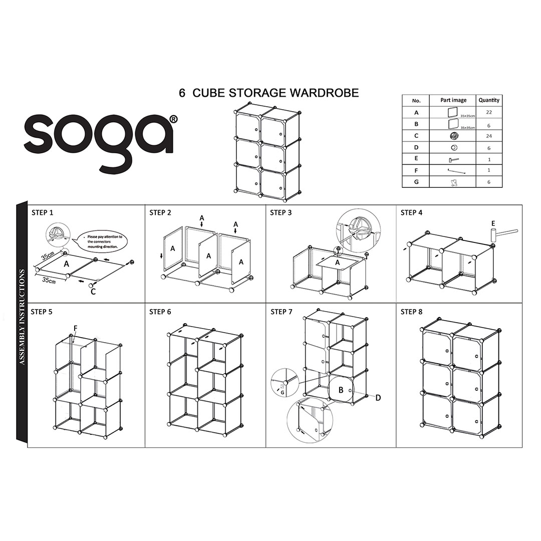 Soga 3 Tier 6-Cube Portable Wardrobe Divide-Grid Modular Storage Organiser Foldable Closet, Home &Amp; Living, Bedroom, Bedroom Storage Solutions, Other, ,  - Nz Depot 7