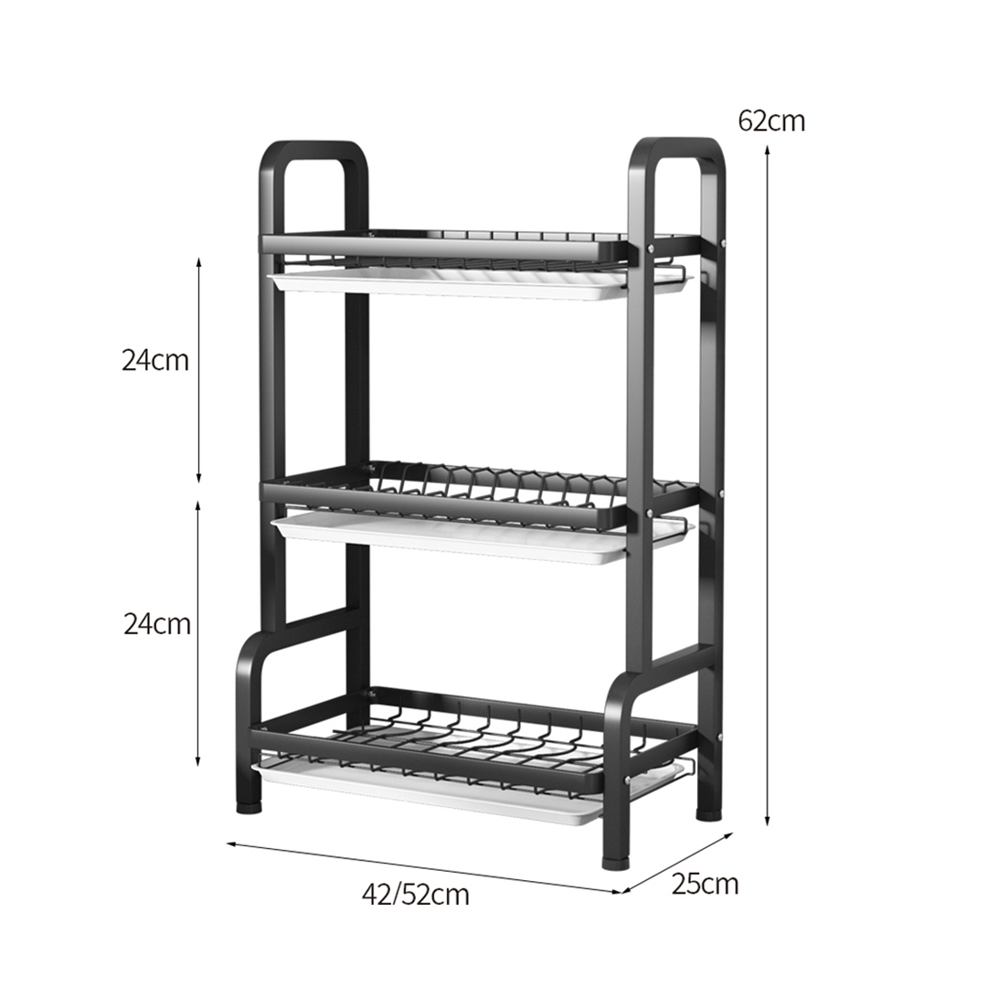 Soga 3 Tier 62Cm Steel Black Kitchen Countertop Drying Rack Dish Plate Cutlery Cutting Board Holder Dish Drainer Kitchen Organiser, Garden, Tools &Amp; Hardware, Garage Storage &Amp; Organisation, Utility Shelves, , ,  - Nz Depot 6