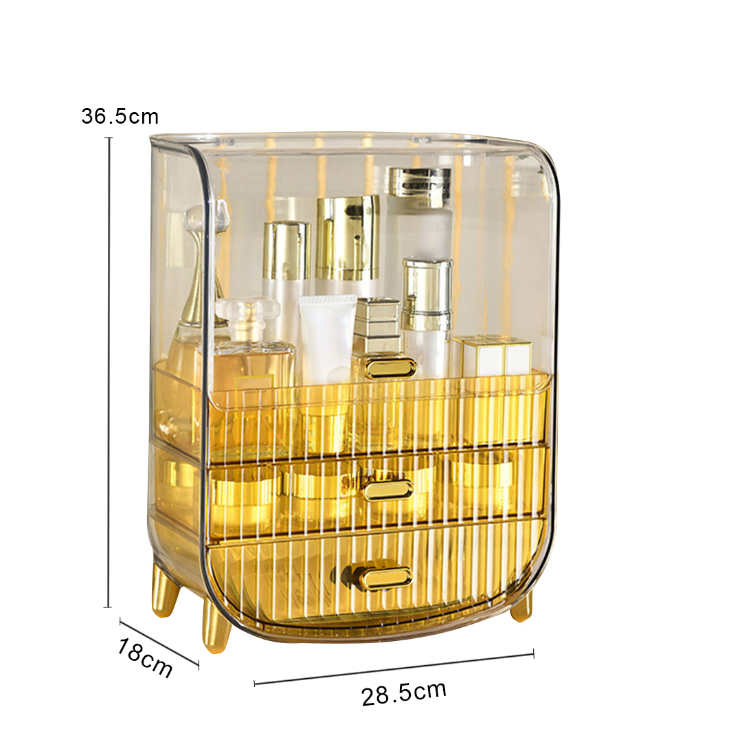 Soga 3 Tier Golden Yellow Multifunctional Countertop Cosmetic Storage Makeup Perfume Skincare Display Stand Shelf Drawer Type Organiser, Home, Bathroom, Bathroom Accessories, Bathroom Storage, ,  - Nz Depot 6