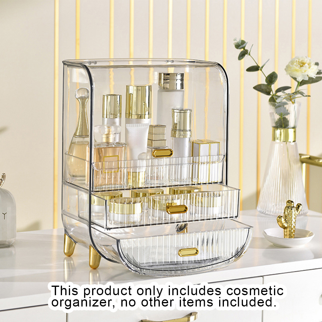 Soga 3 Tier Transparent Multifunctional Countertop Cosmetic Storage Makeup Perfume Skincare Display Stand Shelf Drawer Type Organiser, Home, Bathroom, Bathroom Accessories, Bathroom Storage, ,  - Nz Depot 2