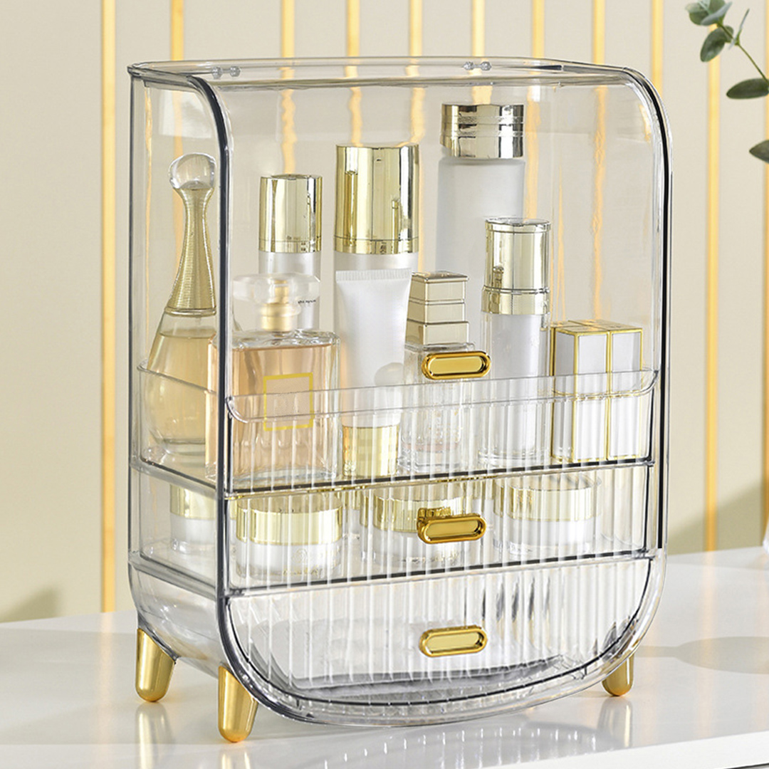 Soga 3 Tier Transparent Multifunctional Countertop Cosmetic Storage Makeup Perfume Skincare Display Stand Shelf Drawer Type Organiser, Home, Bathroom, Bathroom Accessories, Bathroom Storage, ,  - Nz Depot 3