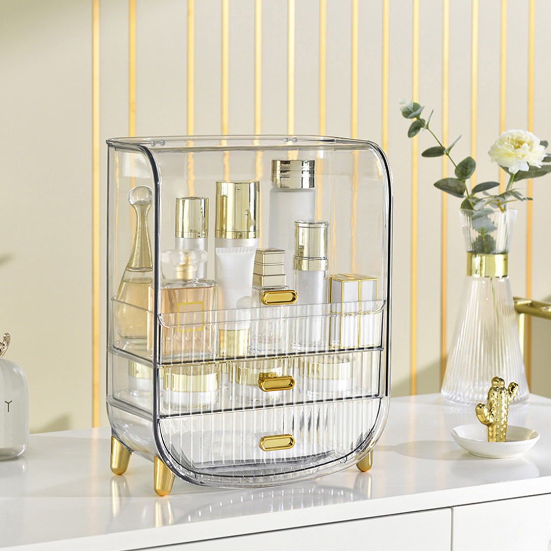 Soga 3 Tier Transparent Multifunctional Countertop Cosmetic Storage Makeup Perfume Skincare Display Stand Shelf Drawer Type Organiser, Home, Bathroom, Bathroom Accessories, Bathroom Storage, ,  - Nz Depot 4