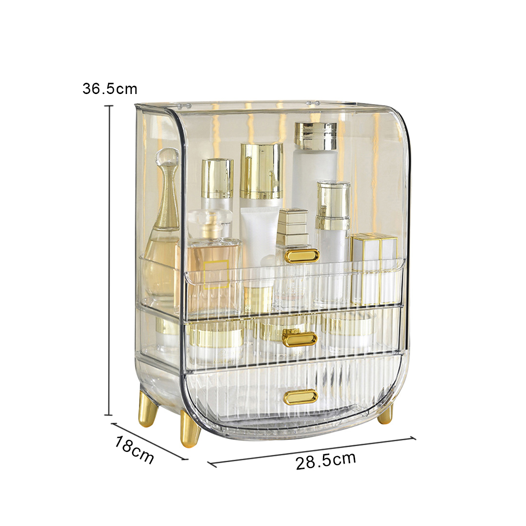 Soga 3 Tier Transparent Multifunctional Countertop Cosmetic Storage Makeup Perfume Skincare Display Stand Shelf Drawer Type Organiser, Home, Bathroom, Bathroom Accessories, Bathroom Storage, ,  - Nz Depot 6