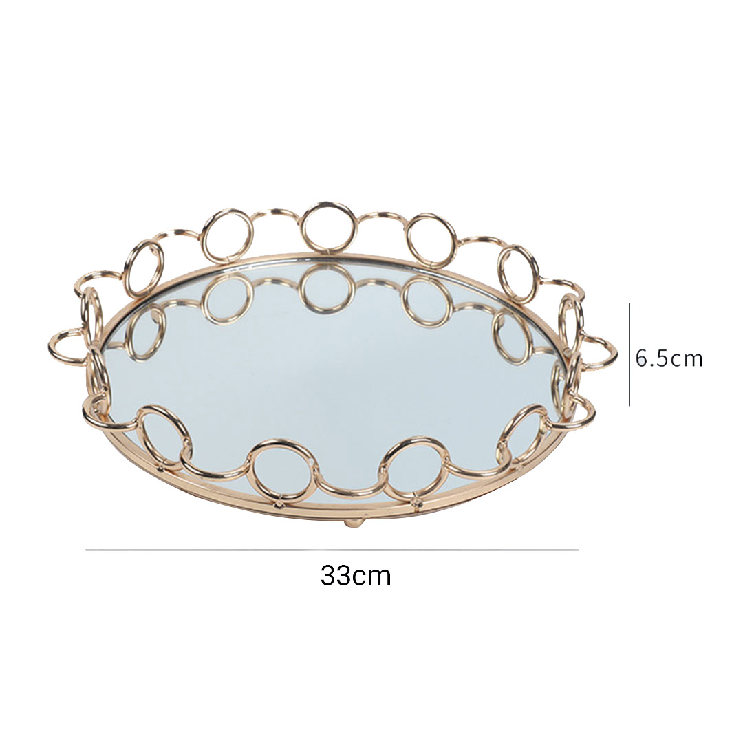 Soga 33Cm Bronze-Colored Round Mirror Glass Metal Tray Vanity Makeup Perfume Jewelry Organiser With Handles, Home &Amp; Living, Home Decor, Jewellery Holders &Amp; Organisers, , ,  - Nz Depot 2