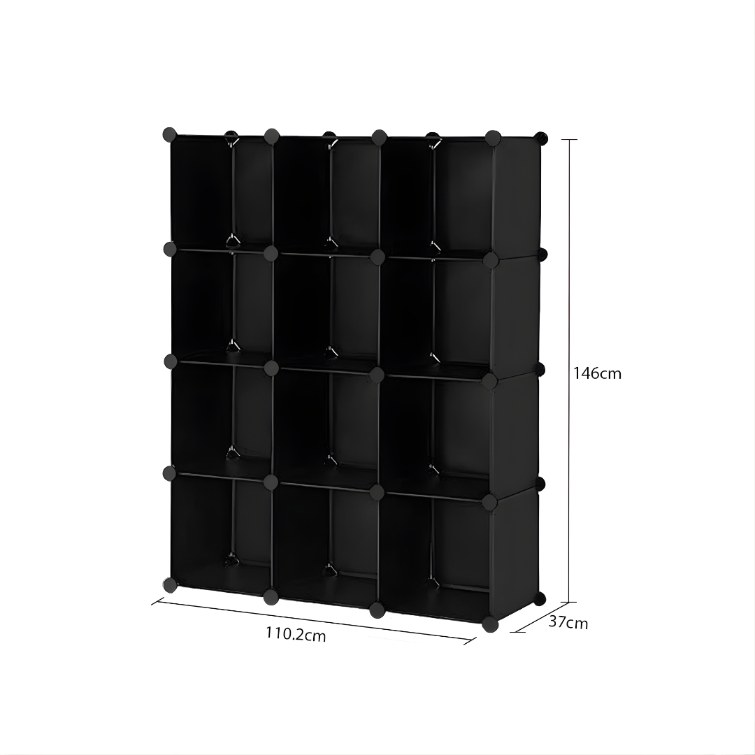 Soga 4 Tier 12-Cube Black Portable Wardrobe Divide-Grid Modular Storage Organiser Foldable Closet, Home &Amp; Living, Bedroom??Edroom Storage Solutions, Other, , ,  - Nz Depot 8