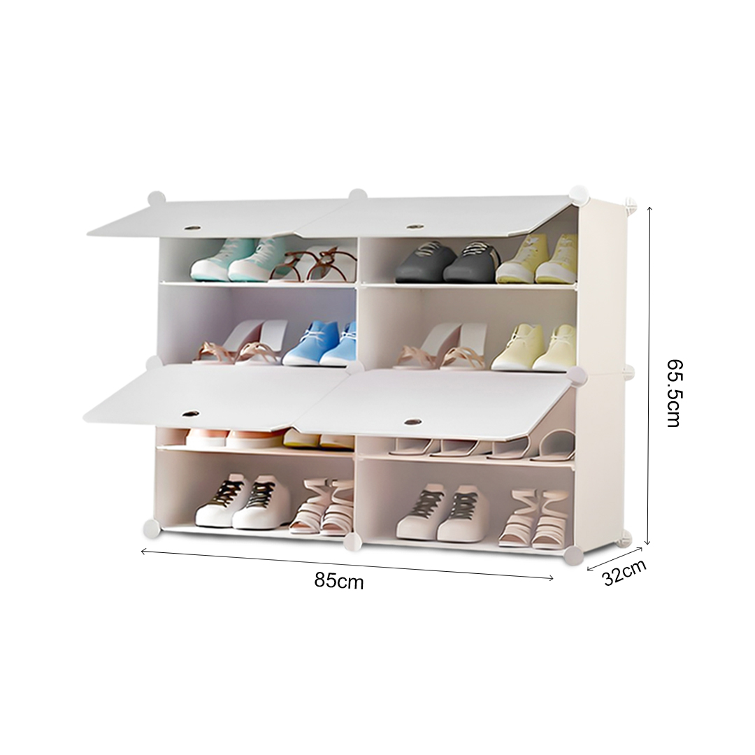 Soga 4 Tier 2 Column White Shoe Rack Organizer Sneaker Footwear Storage Stackable Stand Cabinet Portable Wardrobe With Cover, Furniture, Storage &Amp; Shelving, Shoe Storage, , ,  - Nz Depot 6