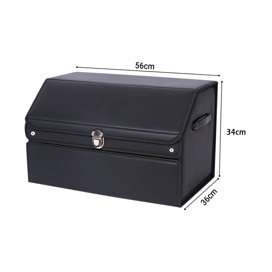 Soga 4X 56Cm Leather Car Boot Collapsible Foldable Trunk Cargo Organizer Portable Storage Box With Lock Black, Garden, Tools &Amp; Hardware, Automotive Parts &Amp; Accessories, Accessories &Amp; Car Care, Interior Accessories, ,  - Nz Depot 6