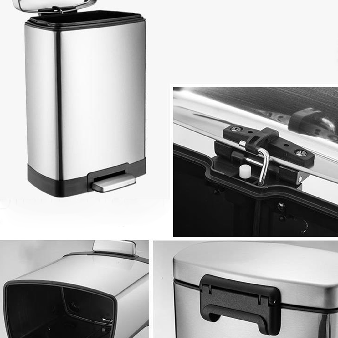 Soga 4X Foot Pedal Stainless Steel Rubbish Recycling Garbage Waste Trash Bin Rectangular Shape 12L Silver, Home &Amp; Living, Kitchen &Amp; Dining, Kitchen Storage, Kitchen Bins, ,  - Nz Depot 5