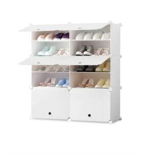 SOGA 5 Tier 2 Column White Shoe Rack Organizer Sneaker Footwear Storage Stackable Stand Cabinet Portable Wardrobe with Cover, Furniture, Storage & Shelving, Shoe Storage, , ,  - NZ DEPOT 1