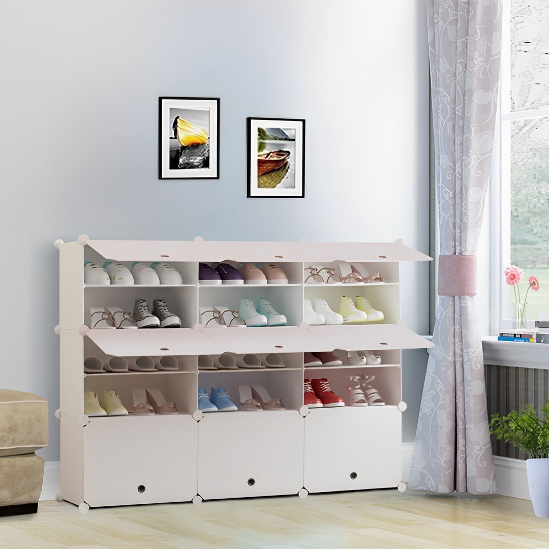 Soga 5 Tier 3 Column White Shoe Rack Organizer Sneaker Footwear Storage Stackable Stand Cabinet Portable Wardrobe With Cover, Furniture, Storage &Amp; Shelving, Shoe Storage, , ,  - Nz Depot 3