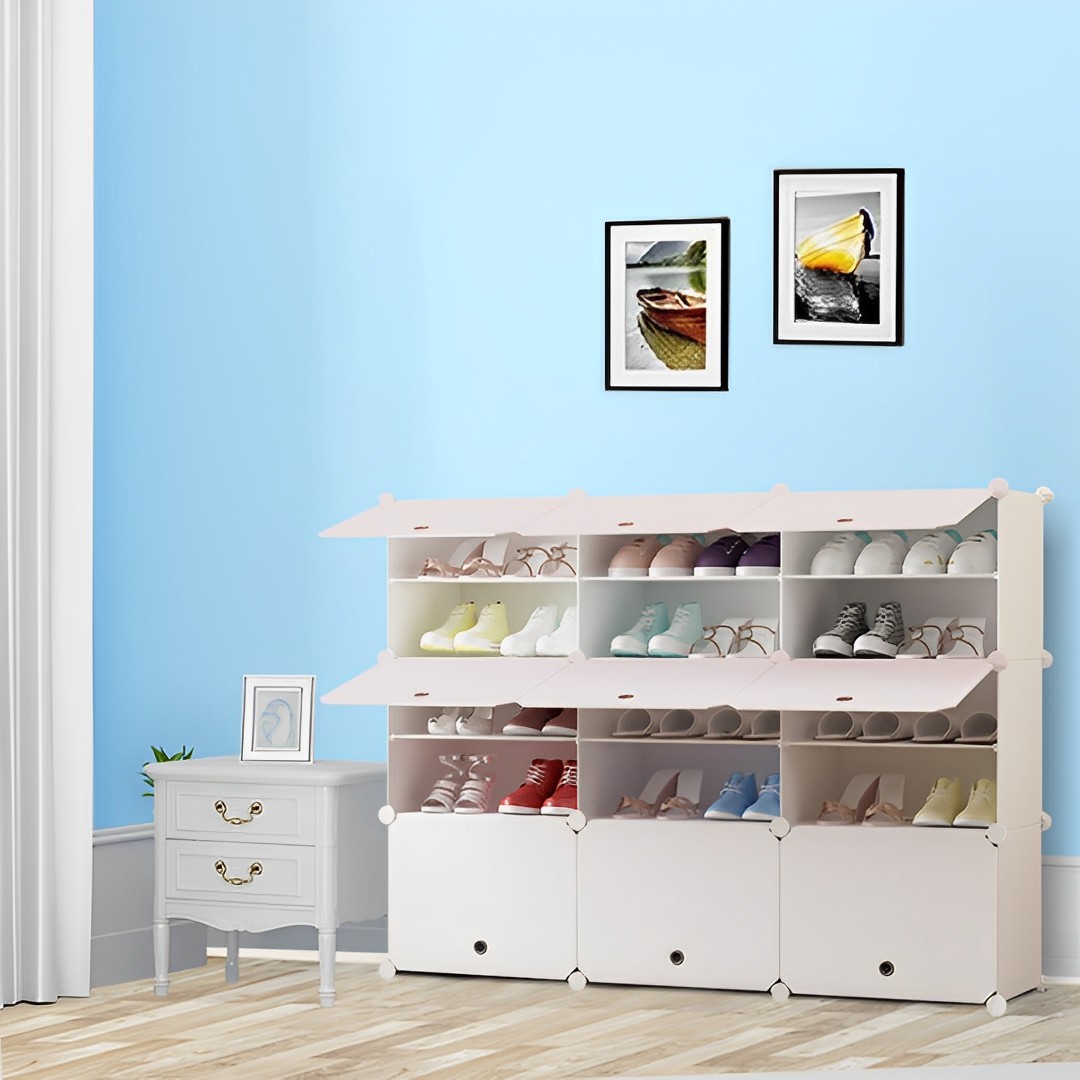 Soga 5 Tier 3 Column White Shoe Rack Organizer Sneaker Footwear Storage Stackable Stand Cabinet Portable Wardrobe With Cover, Furniture, Storage &Amp; Shelving, Shoe Storage, , ,  - Nz Depot 4