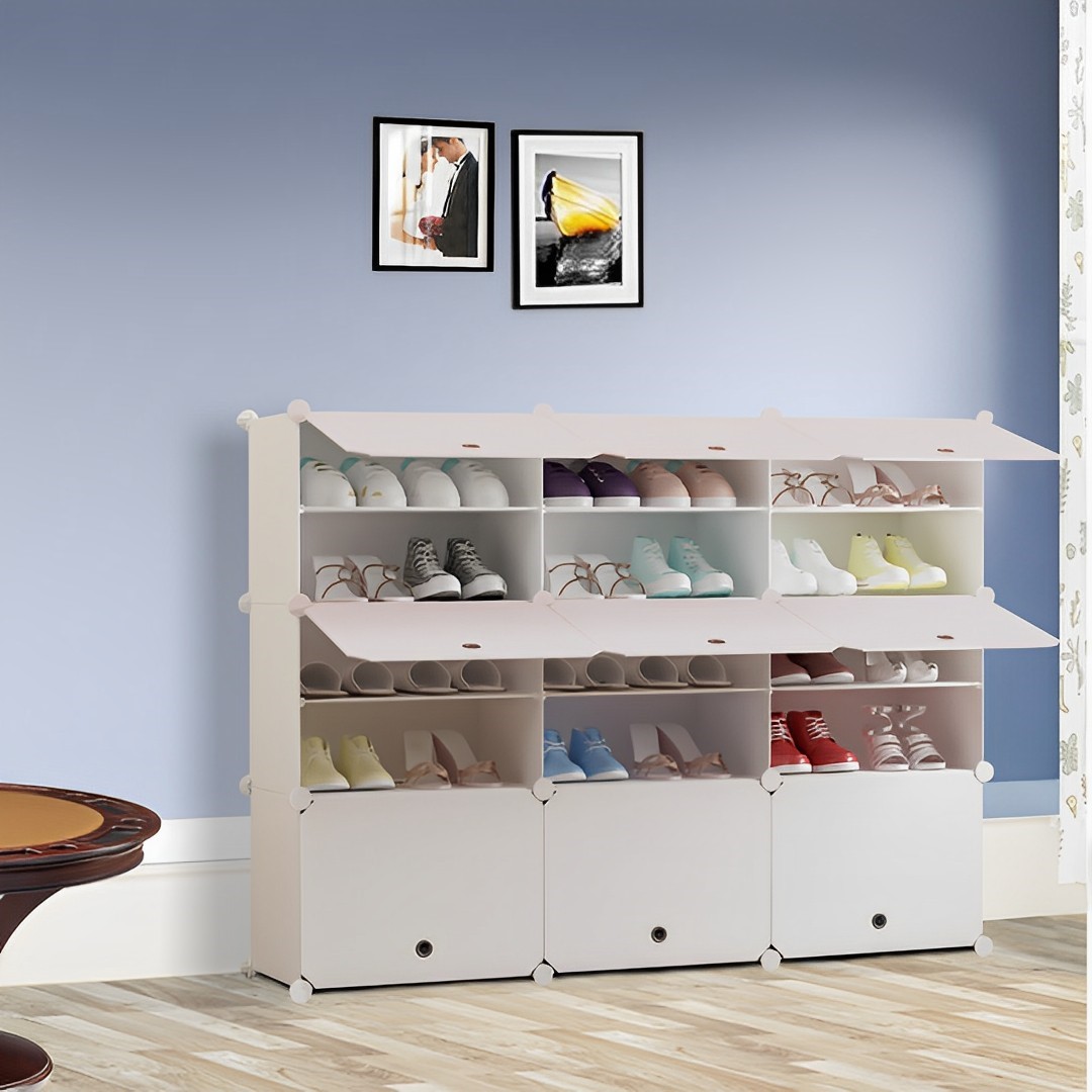 Soga 5 Tier 3 Column White Shoe Rack Organizer Sneaker Footwear Storage Stackable Stand Cabinet Portable Wardrobe With Cover, Furniture, Storage &Amp; Shelving, Shoe Storage, , ,  - Nz Depot 5