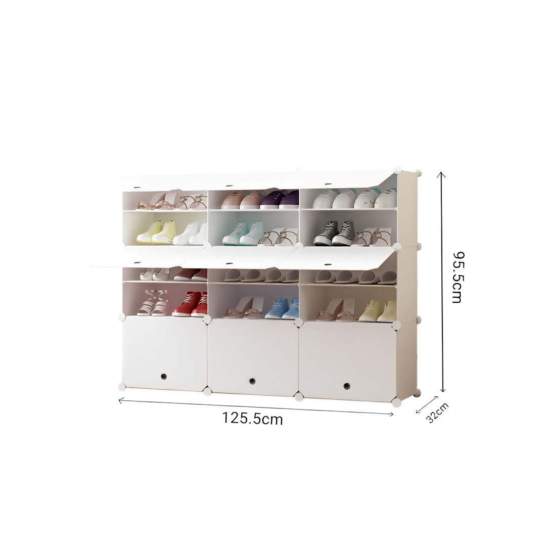 Soga 5 Tier 3 Column White Shoe Rack Organizer Sneaker Footwear Storage Stackable Stand Cabinet Portable Wardrobe With Cover, Furniture, Storage &Amp; Shelving, Shoe Storage, , ,  - Nz Depot 7