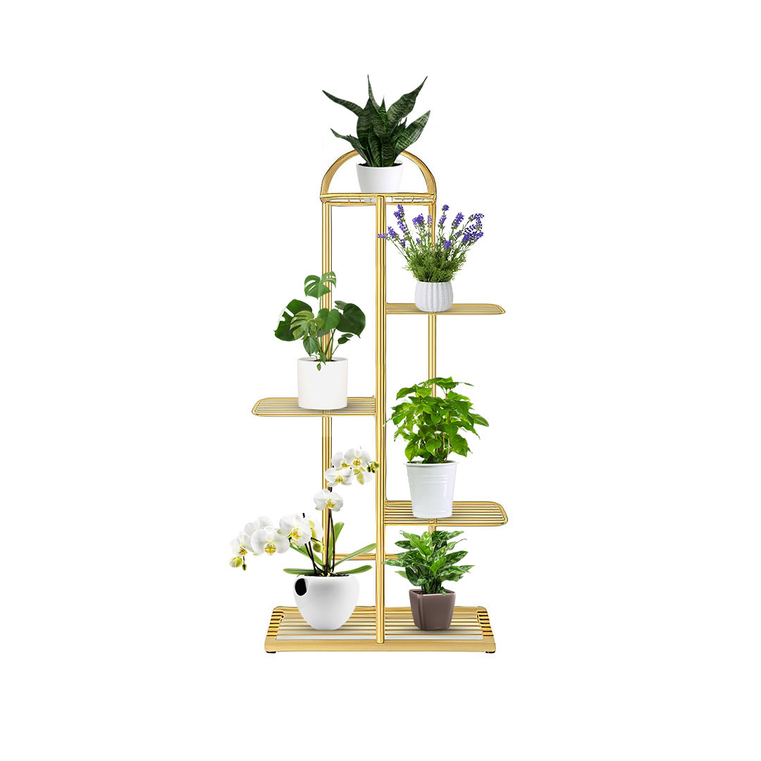 Soga 5 Tier 6 Pots Gold Metal Plant Stand Flowerpot Display Shelf Rack Indoor Home Office Decor, Home &Amp; Living, Home Decor, Indoor Pots, Planters And Plant Stands, , ,  - Nz Depot 1