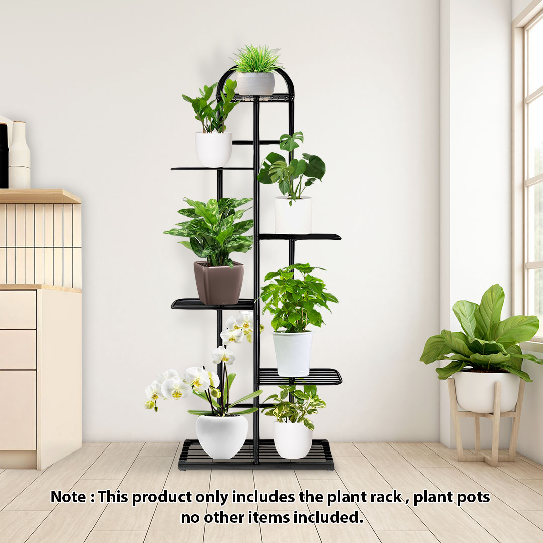 Soga 6 Tier 7 Pots Black Metal Plant Stand Flowerpot Display Shelf Rack Indoor Home Office Decor, Home &Amp; Living, Home Decor, Indoor Pots, Planters And Plant Stands, , ,  - Nz Depot 2