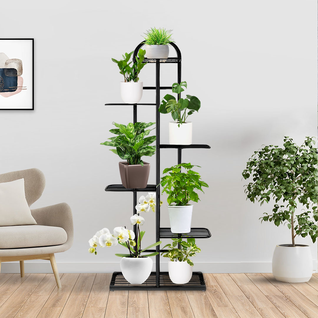 Soga 6 Tier 7 Pots Black Metal Plant Stand Flowerpot Display Shelf Rack Indoor Home Office Decor, Home &Amp; Living, Home Decor, Indoor Pots, Planters And Plant Stands, , ,  - Nz Depot 4