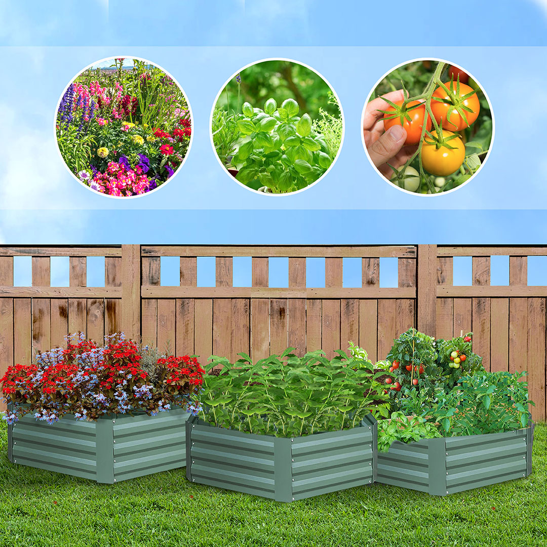 Soga 60Cm Hexagon Shape Galvanised Raised Garden Bed Vegetable Herb Flower Outdoor Planter Box, Garden, Tools &Amp; Hardware, Gardening &Amp; Lawn Care, Pots, Planters &Amp; Container Accessories, , ,  - Nz Depot 3