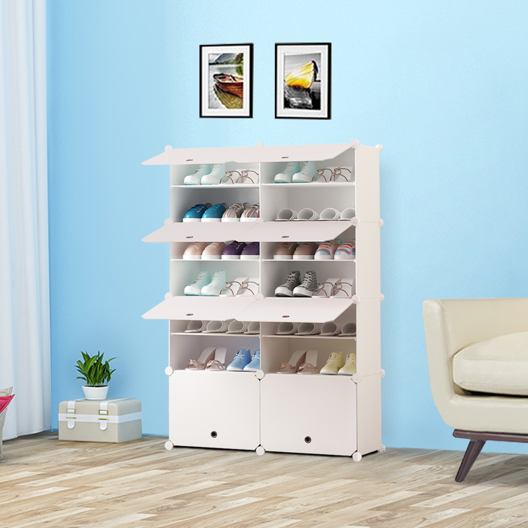 Soga 7 Tier 2 Column White Shoe Rack Organizer Sneaker Footwear Storage Stackable Stand Cabinet Portable Wardrobe With Cover, Furniture, Storage &Amp; Shelving, Shoe Storage, , ,  - Nz Depot 3