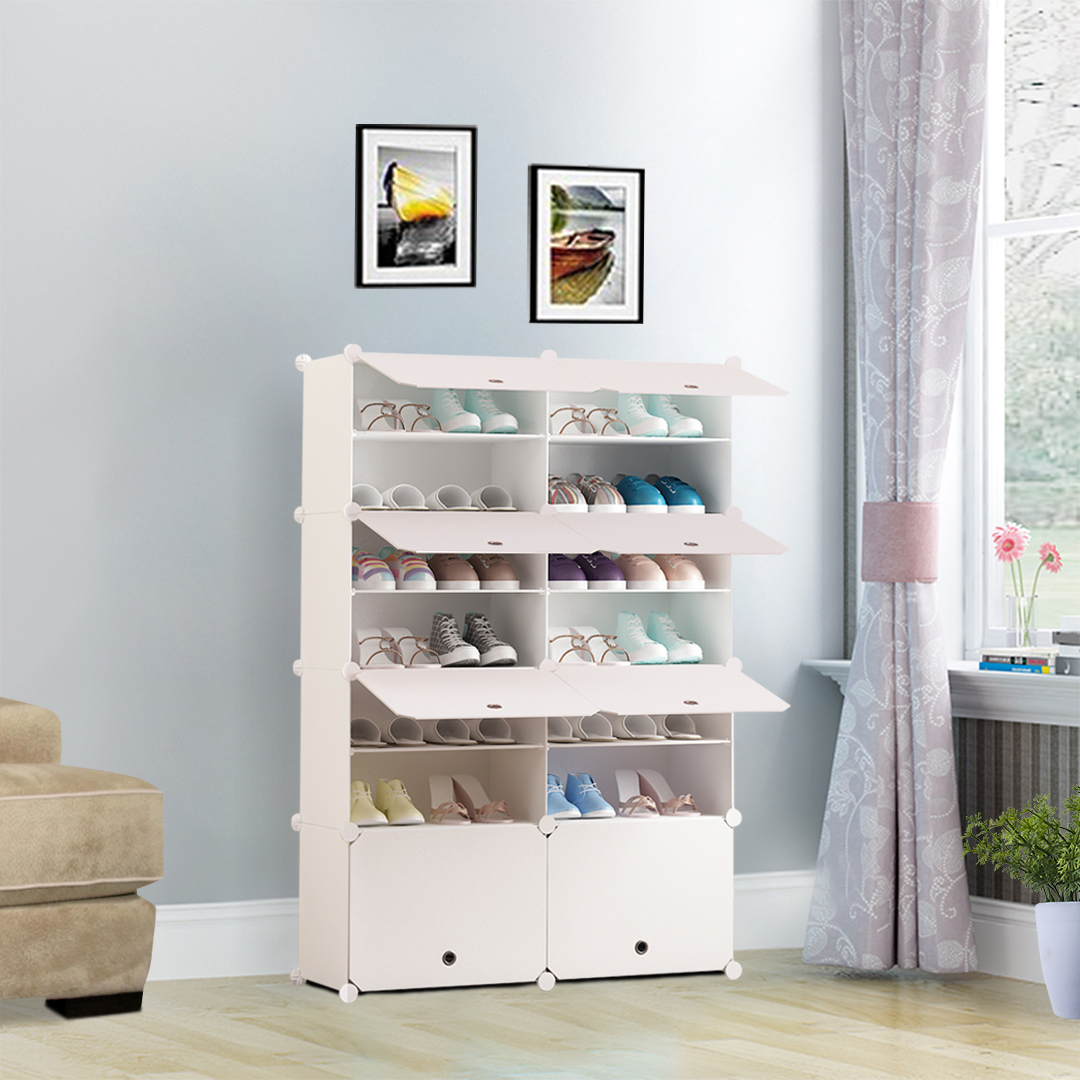 Soga 7 Tier 2 Column White Shoe Rack Organizer Sneaker Footwear Storage Stackable Stand Cabinet Portable Wardrobe With Cover, Furniture, Storage &Amp; Shelving, Shoe Storage, , ,  - Nz Depot 4