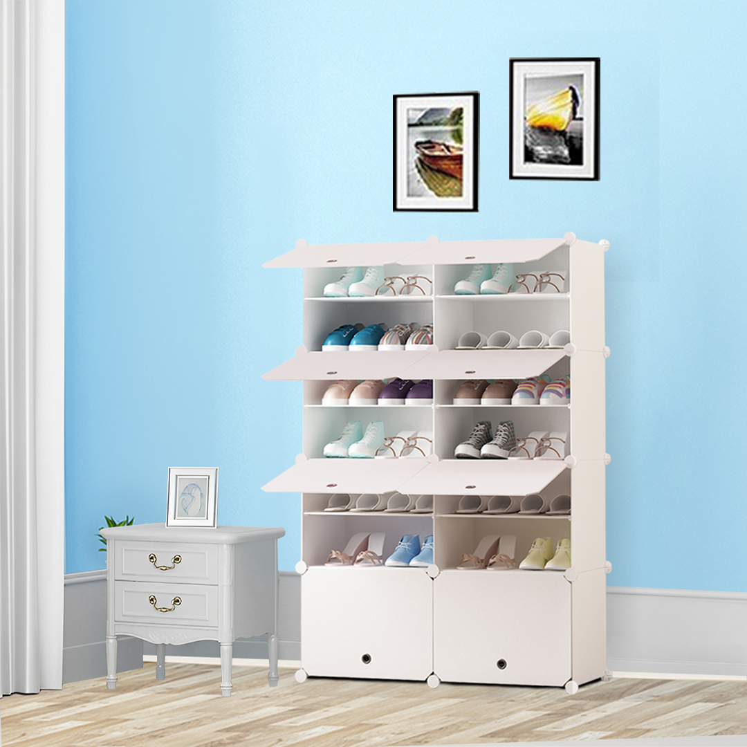 Soga 7 Tier 2 Column White Shoe Rack Organizer Sneaker Footwear Storage Stackable Stand Cabinet Portable Wardrobe With Cover, Furniture, Storage &Amp; Shelving, Shoe Storage, , ,  - Nz Depot 5