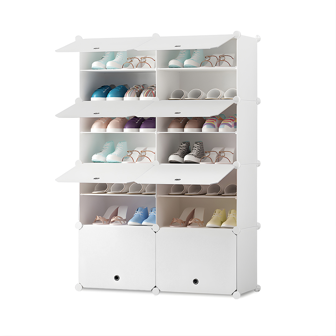 Soga 7 Tier 2 Column White Shoe Rack Organizer Sneaker Footwear Storage Stackable Stand Cabinet Portable Wardrobe With Cover, Furniture, Storage &Amp; Shelving, Shoe Storage, , ,  - Nz Depot 1