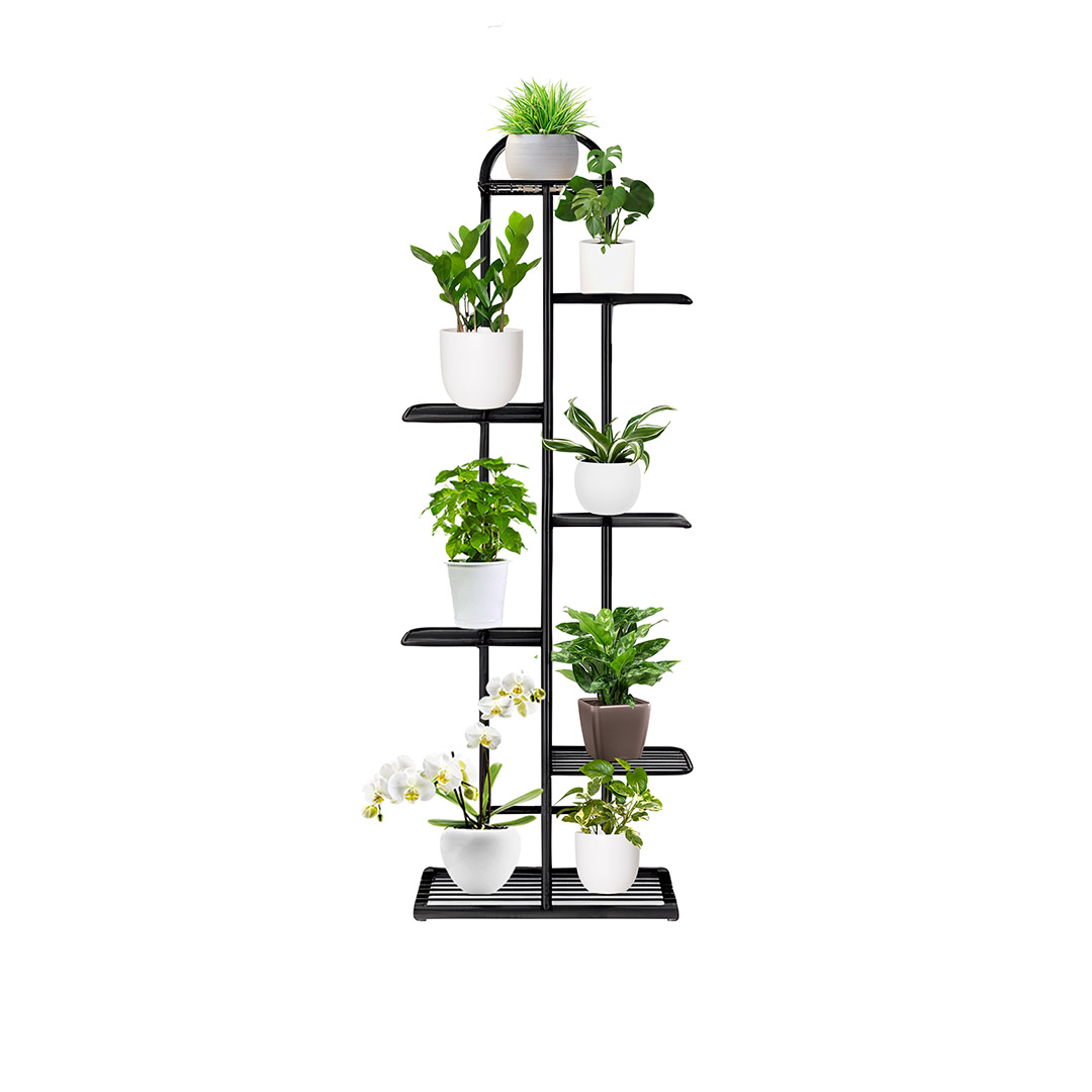 Soga 7 Tier 8 Pots Black Metal Plant Stand Flowerpot Display Shelf Rack Indoor Home Office Decor, Home &Amp; Living, Home Decor, Indoor Pots, Planters And Plant Stands, , ,  - Nz Depot 1